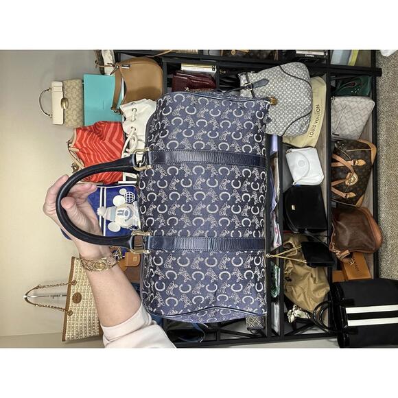 Celine Woven Jacquard Boston Style Navy bag with COA - Picture 3 of 9